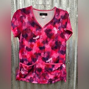 Koi Pink and Purple Heart Women’s Scrub Top